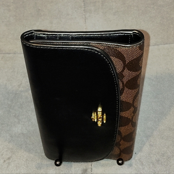 NWOT COACH SIGNATURE MONOGRAM TRI-FOLD LONG SNAP WALLET COATED CANVAS & LEATHER - Picture 4 of 15